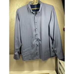 Con.Struct Mens Slim Fit 4-Way Stretch Blue Button Up Shirt‎ Wrinkle-Free 3XB